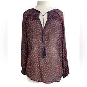 Joie silk sheer peasant blouse medium